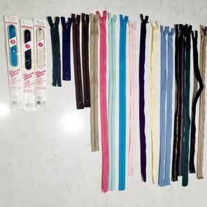 Coats Lot 21 Polyester Zippers Sizes Up to 24 in. All Purpose Split-Resistent